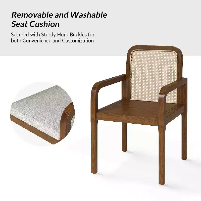 Hieromymus Chaise de salle à manger moderne Ratten avec coussin amovible, lot de 3 | HULALA HOME