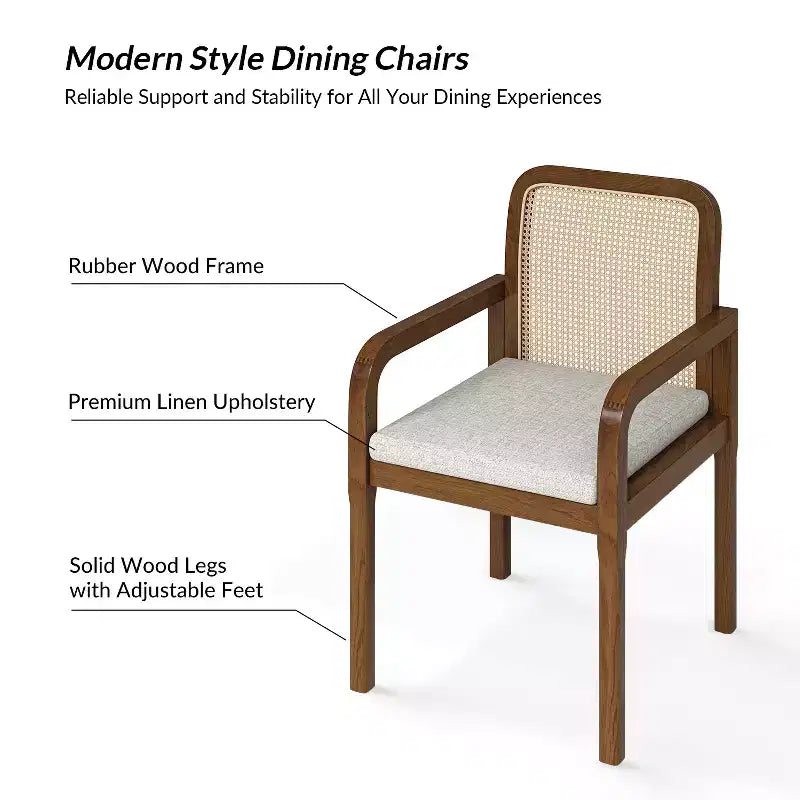 Hieromymus Chaise de salle à manger moderne Ratten avec coussin amovible, lot de 3 | HULALA HOME