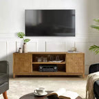 Meuble TV Jules Modern 72 po pour téléviseurs jusqu'à 78 po avec portes d'armoire hexagonales|ART OF LIVING DESIGNS