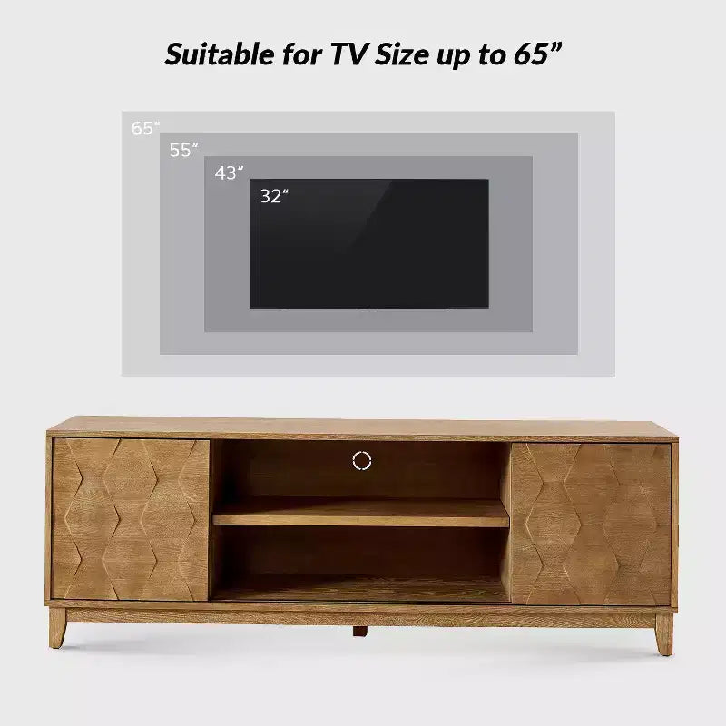 Meuble TV Jules Modern 72 po pour téléviseurs jusqu'à 78 po avec portes d'armoire hexagonales|ART OF LIVING DESIGNS