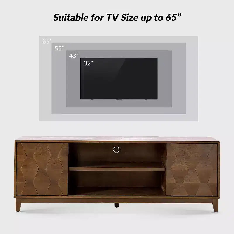 Meuble TV Jules Modern 72 po pour téléviseurs jusqu'à 78 po avec portes d'armoire hexagonales|ART OF LIVING DESIGNS