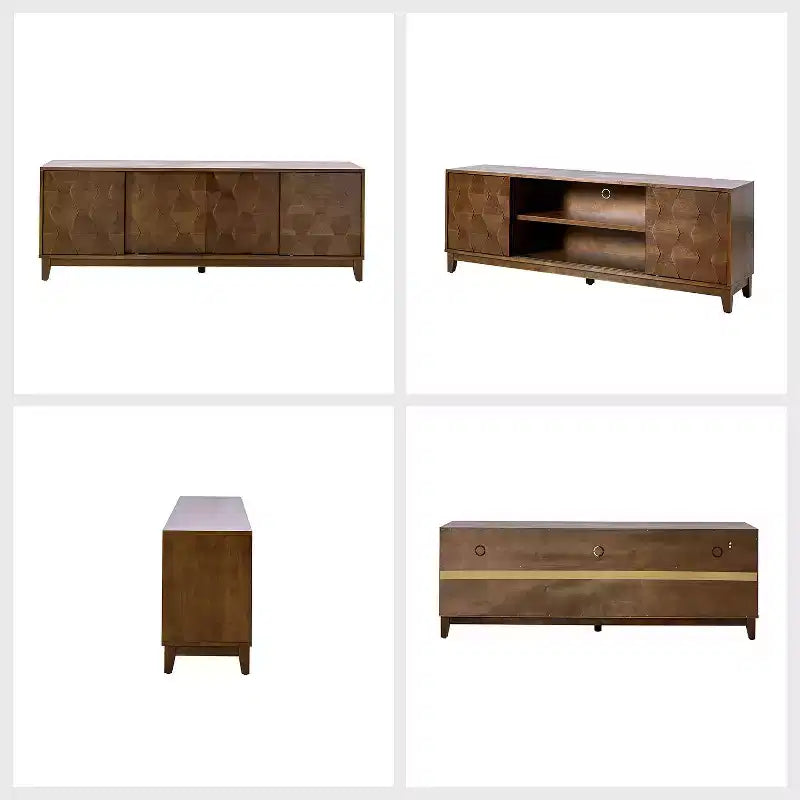 Meuble TV Jules Modern 72 po pour téléviseurs jusqu'à 78 po avec portes d'armoire hexagonales|ART OF LIVING DESIGNS