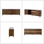Meuble TV Jules Modern 72 po pour téléviseurs jusqu'à 78 po avec portes d'armoire hexagonales|ART OF LIVING DESIGNS