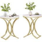Lantine Small Round Sofa Side Table Set of 2, Contemporary Round Coffee Table, Accent Table for Living Room