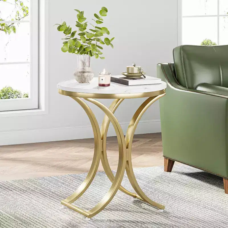 Lot de 2 petites tables d'appoint rondes Lantine, tables basses rondes contemporaines, tables d'appoint pour le salon
