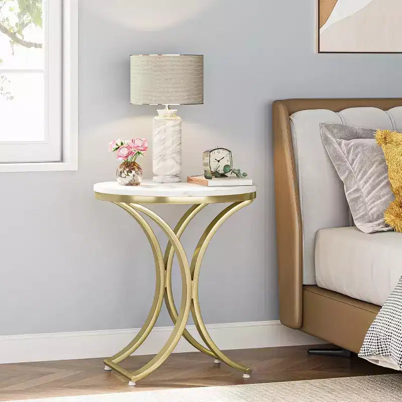 Lot de 2 petites tables d'appoint rondes Lantine, tables basses rondes contemporaines, tables d'appoint pour le salon