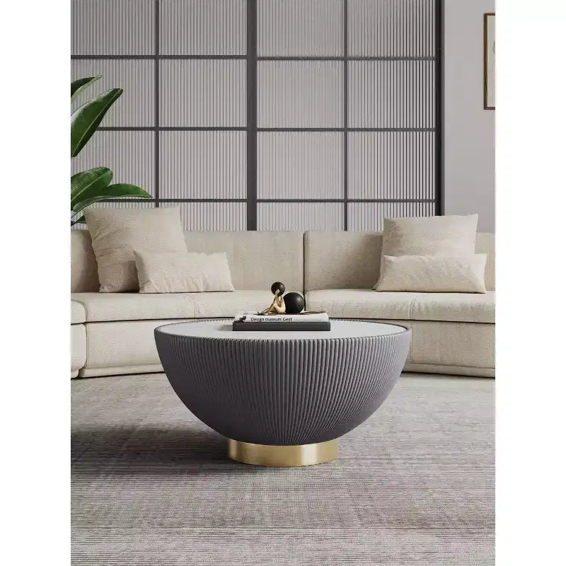 Table basse Anderson de Manhattan Comfort, recouverte de similicuir, avec plateau en faux marbre