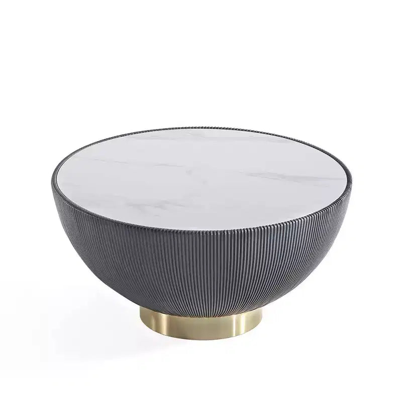 Table basse Anderson de Manhattan Comfort, recouverte de similicuir, avec plateau en faux marbre