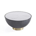 Table basse Anderson de Manhattan Comfort, recouverte de similicuir, avec plateau en faux marbre