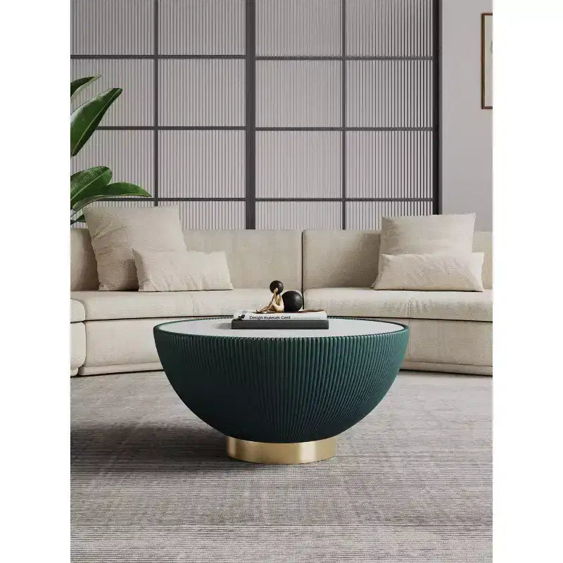 Table basse Anderson de Manhattan Comfort, recouverte de similicuir, avec plateau en faux marbre
