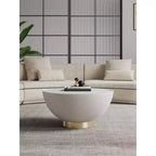 Table basse Anderson de Manhattan Comfort, recouverte de similicuir, avec plateau en faux marbre