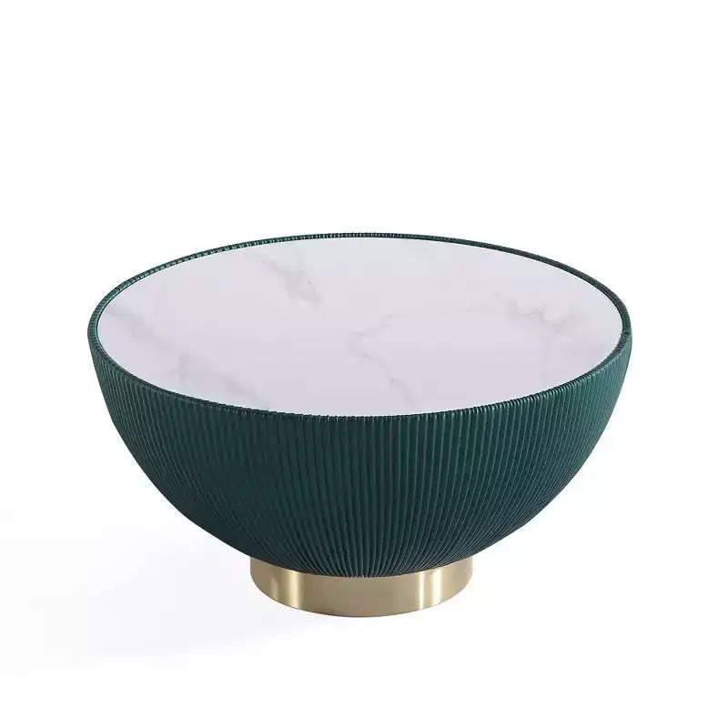 Table basse Anderson de Manhattan Comfort, recouverte de similicuir, avec plateau en faux marbre