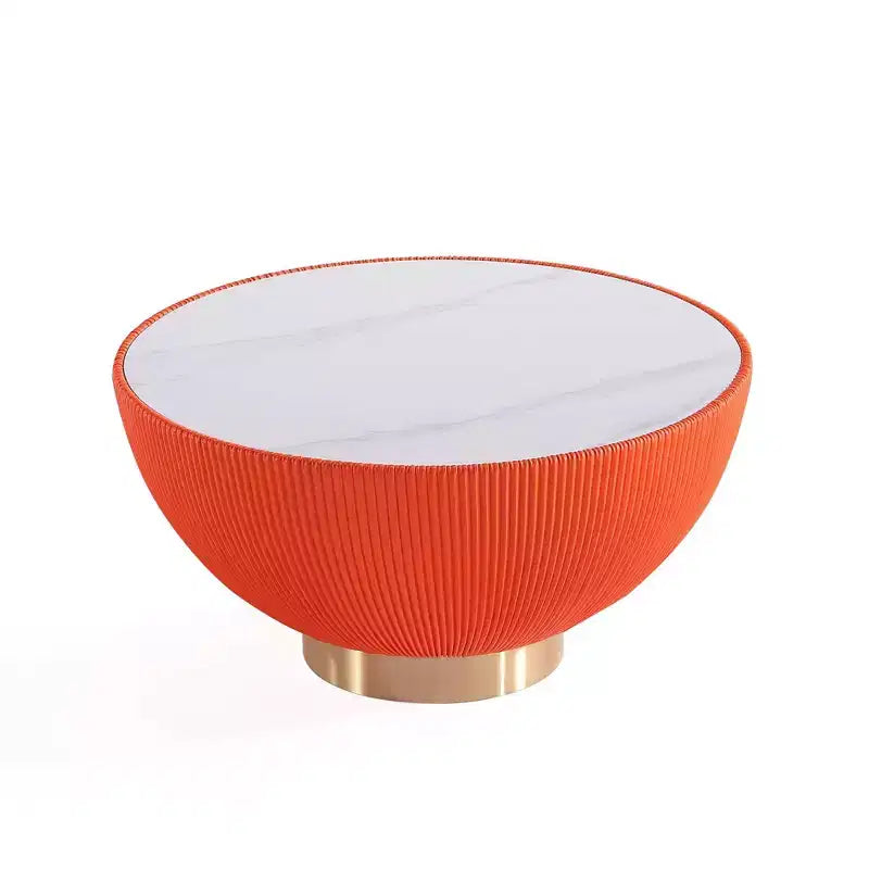 Table basse Anderson de Manhattan Comfort, recouverte de similicuir, avec plateau en faux marbre