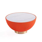 Table basse Anderson de Manhattan Comfort, recouverte de similicuir, avec plateau en faux marbre