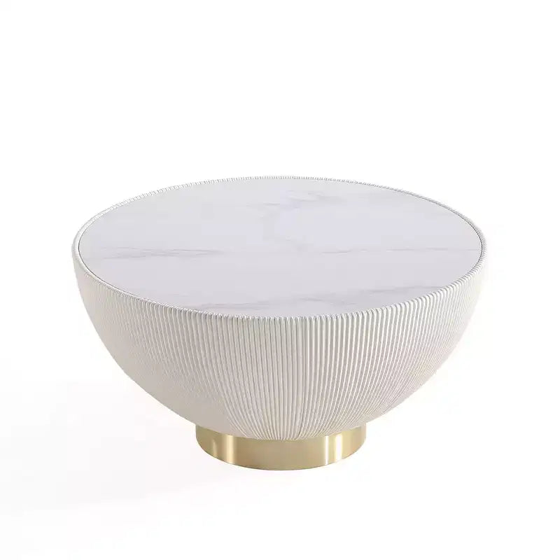 Table basse Anderson de Manhattan Comfort, recouverte de similicuir, avec plateau en faux marbre