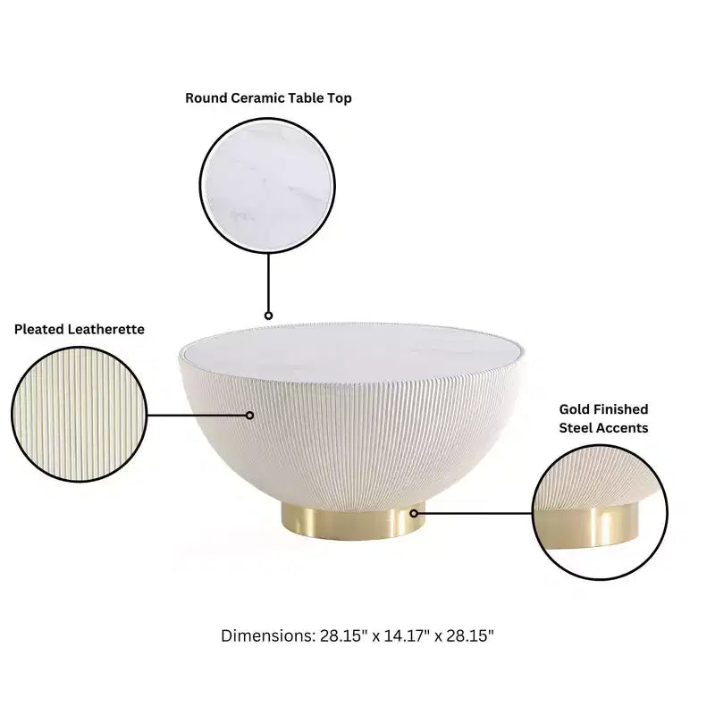Table basse Anderson de Manhattan Comfort, recouverte de similicuir, avec plateau en faux marbre