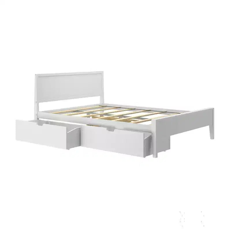Lit Queen Max & Lily avec tiroirs de rangement, cadre de lit en bois massif avec tête de lit à panneaux, support à lattes en bois, pas besoin de sommier tapissier