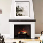 Étagère de cheminée Ember Stowe noire moderne avec texture rainurée brossée