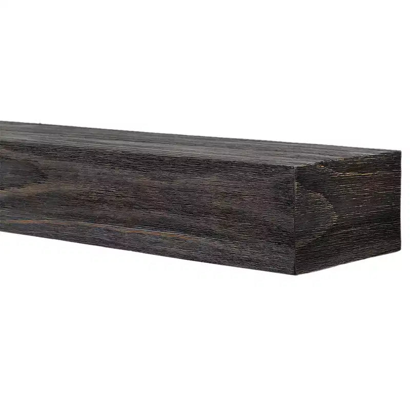 Étagère de cheminée Ember Stowe noire moderne avec texture rainurée brossée