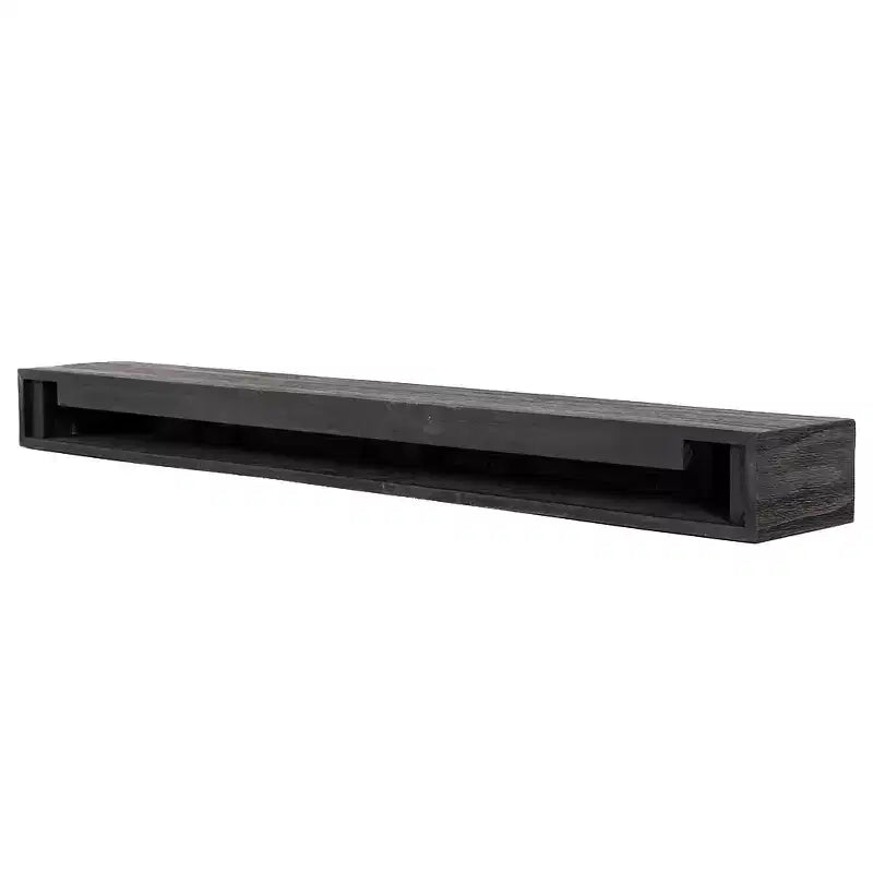 Étagère de cheminée Ember Stowe noire moderne avec texture rainurée brossée
