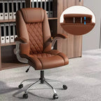 Chaise de bureau Costway en cuir PU, hauteur réglable, chaise de direction avec appui-tête réglable marron/noir
