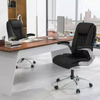 Chaise de bureau Costway en cuir PU, hauteur réglable, chaise de direction avec appui-tête réglable marron/noir
