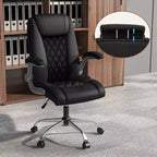 Chaise de bureau Costway en cuir PU, hauteur réglable, chaise de direction avec appui-tête réglable marron/noir