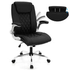 Costway PU Leather Office Chair Height Adjustable Executive Chair with Adjustable Headrest Brown/Black