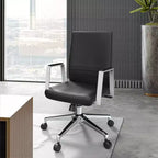 Chaise de bureau moderne en cuir LeisureMod Aleen - Chaise de bureau ergonomique pivotante et inclinable avec cadre en fer - Pour bureau à domicile