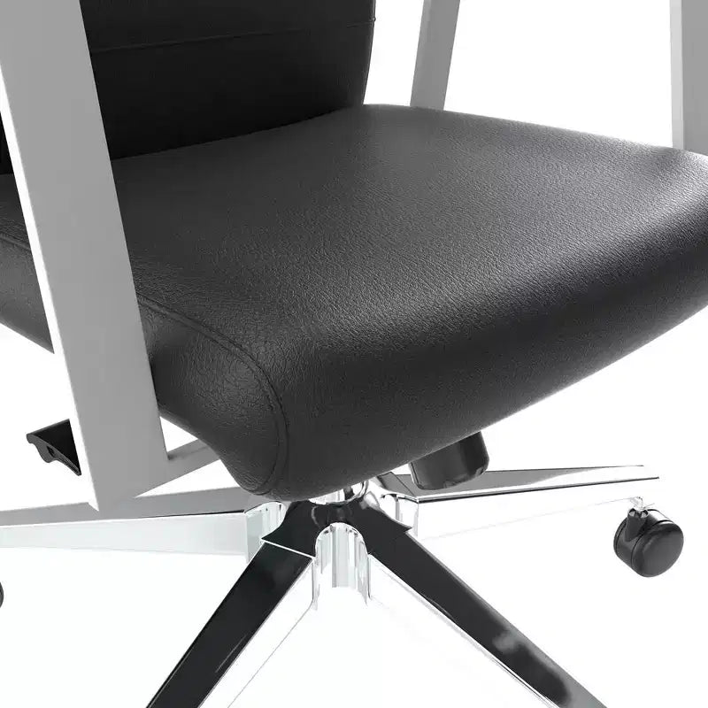 Chaise de bureau moderne en cuir LeisureMod Aleen - Chaise de bureau ergonomique pivotante et inclinable avec cadre en fer - Pour bureau à domicile