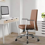 Chaise de bureau moderne en cuir LeisureMod Aleen - Chaise de bureau ergonomique pivotante et inclinable avec cadre en fer - Pour bureau à domicile