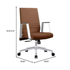 Chaise de bureau moderne en cuir LeisureMod Aleen - Chaise de bureau ergonomique pivotante et inclinable avec cadre en fer - Pour bureau à domicile