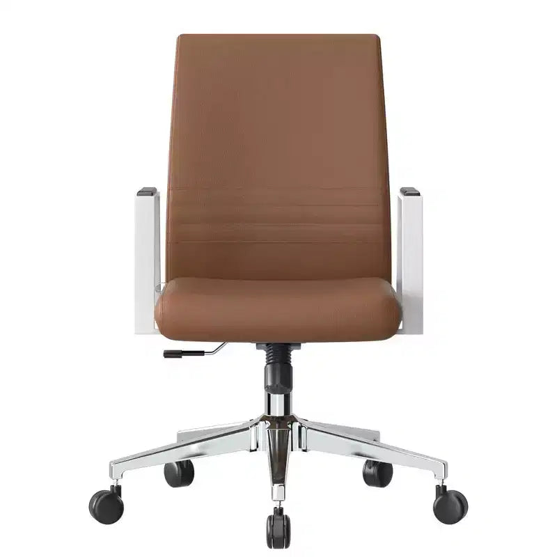 Chaise de bureau moderne en cuir LeisureMod Aleen - Chaise de bureau ergonomique pivotante et inclinable avec cadre en fer - Pour bureau à domicile