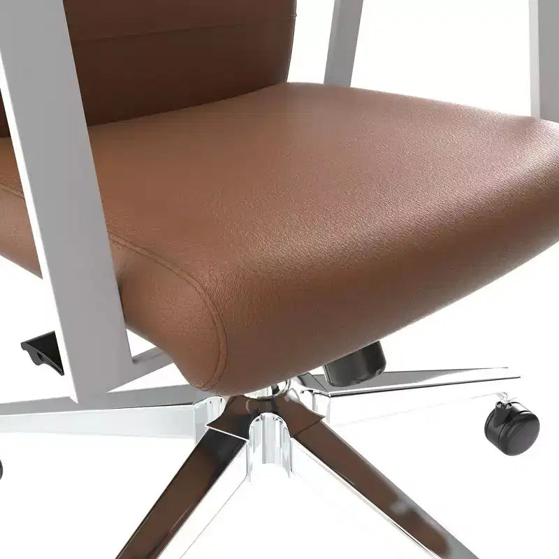 Chaise de bureau moderne en cuir LeisureMod Aleen - Chaise de bureau ergonomique pivotante et inclinable avec cadre en fer - Pour bureau à domicile