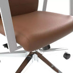 Chaise de bureau moderne en cuir LeisureMod Aleen - Chaise de bureau ergonomique pivotante et inclinable avec cadre en fer - Pour bureau à domicile