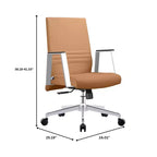 Chaise de bureau moderne en cuir LeisureMod Aleen - Chaise de bureau ergonomique pivotante et inclinable avec cadre en fer - Pour bureau à domicile