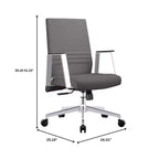 Chaise de bureau moderne en cuir LeisureMod Aleen - Chaise de bureau ergonomique pivotante et inclinable avec cadre en fer - Pour bureau à domicile
