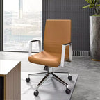 Chaise de bureau moderne en cuir LeisureMod Aleen - Chaise de bureau ergonomique pivotante et inclinable avec cadre en fer - Pour bureau à domicile