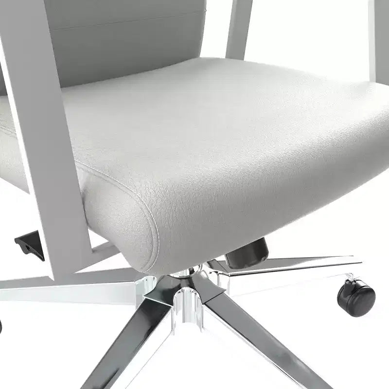 Chaise de bureau moderne en cuir LeisureMod Aleen - Chaise de bureau ergonomique pivotante et inclinable avec cadre en fer - Pour bureau à domicile