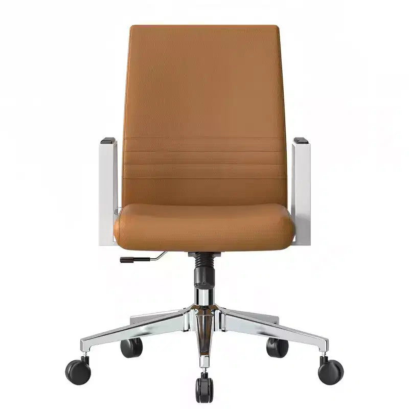 Chaise de bureau moderne en cuir LeisureMod Aleen - Chaise de bureau ergonomique pivotante et inclinable avec cadre en fer - Pour bureau à domicile