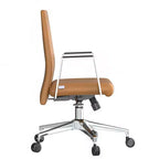 Chaise de bureau moderne en cuir LeisureMod Aleen - Chaise de bureau ergonomique pivotante et inclinable avec cadre en fer - Pour bureau à domicile
