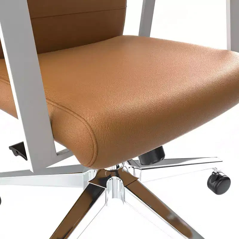 Chaise de bureau moderne en cuir LeisureMod Aleen - Chaise de bureau ergonomique pivotante et inclinable avec cadre en fer - Pour bureau à domicile