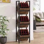 Lantine Support de bouteilles sur pied à 3 niveaux en bois, rangement à liqueur stable, organisateur de bouteilles de liqueur pour cuisine, cave