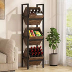 Lantine Support de bouteilles sur pied à 3 niveaux en bois, rangement à liqueur stable, organisateur de bouteilles de liqueur pour cuisine, cave