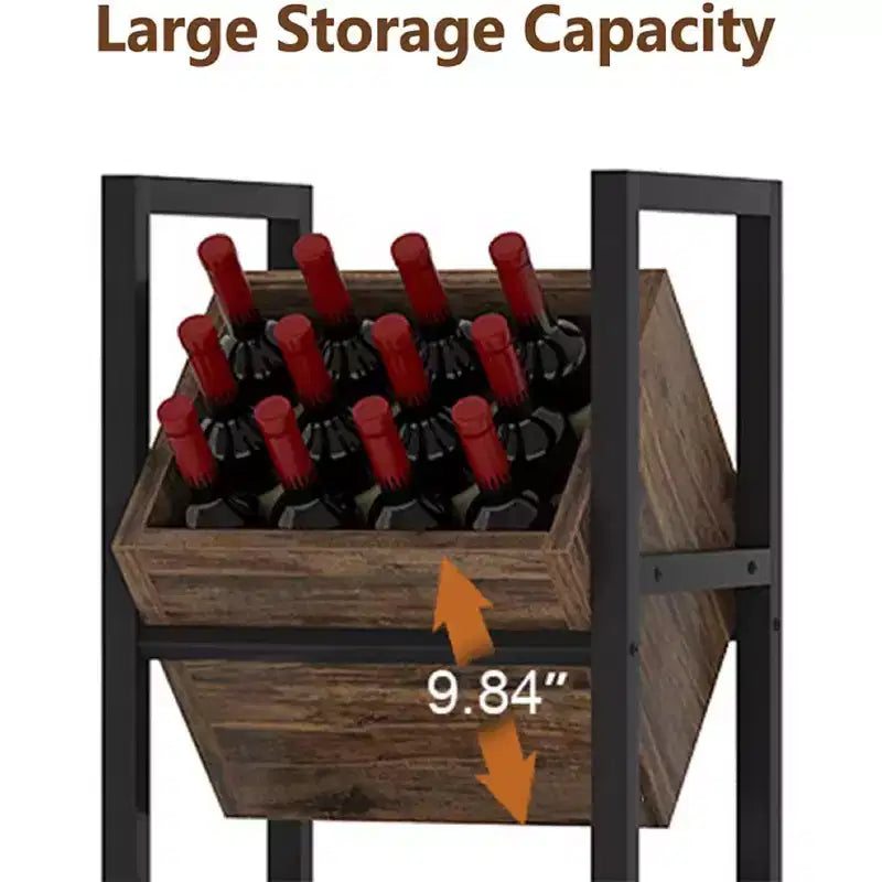 Lantine Support de bouteilles sur pied à 3 niveaux en bois, rangement à liqueur stable, organisateur de bouteilles de liqueur pour cuisine, cave