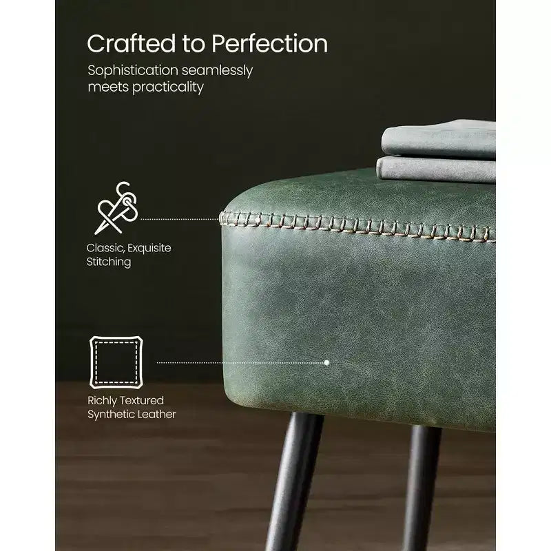 VASAGLE Collection EKHO - Banc pour entrée ou chambre à coucher, Cuir synthétique avec surpiqûres, Banc ottoman avec pieds en acier