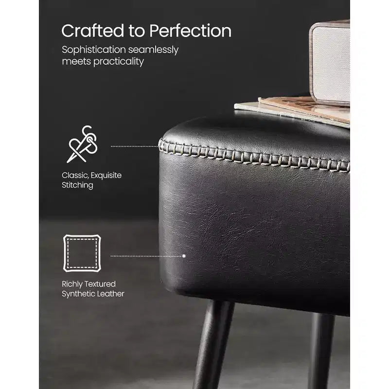 VASAGLE Collection EKHO - Banc pour entrée ou chambre à coucher, Cuir synthétique avec surpiqûres, Banc ottoman avec pieds en acier