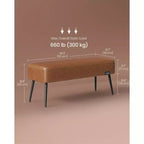 VASAGLE Collection EKHO - Banc pour entrée ou chambre à coucher, Cuir synthétique avec surpiqûres, Banc ottoman avec pieds en acier