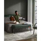 VASAGLE Collection EKHO - Banc pour entrée ou chambre à coucher, Cuir synthétique avec surpiqûres, Banc ottoman avec pieds en acier