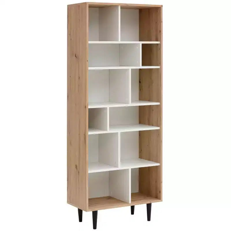 Bibliothèque à plusieurs niveaux en bois Ren Home Rakel, chêne et blanc